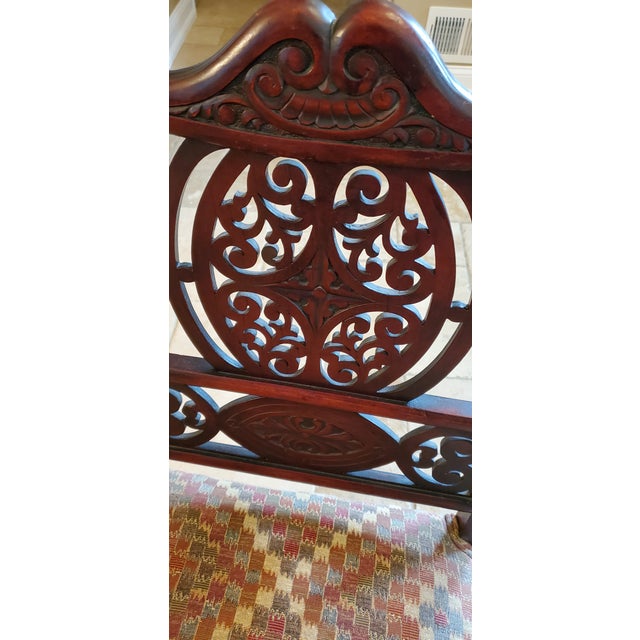 Wood Vintage Chippendale-Style Carved Mahogany Ribbon-Back Armchair For Sale - Image 7 of 12