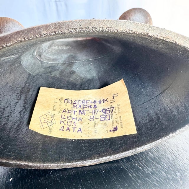 Mid 20th Century Vintage Russian Bjørn Wiinblad-Style Figural Lady Dress Copper Candle Holders/Candelabra For Sale - Image 5 of 5