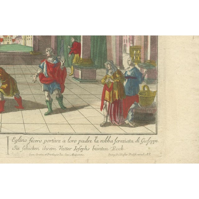 Probst, Joseph's Robe Shown to Jacob, 1770, Hand-Colored Print For Sale - Image 3 of 10