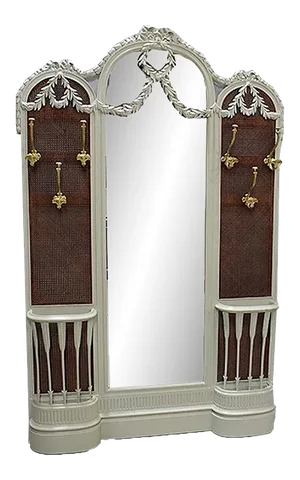 Antique Louis XVI Wall Rack with Mirror & Cannage, 1900s
