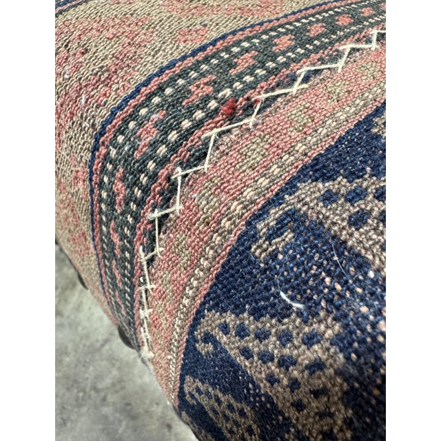 Vintage Boho Custom Kilim Ottoman For Sale In Richmond - Image 6 of 9