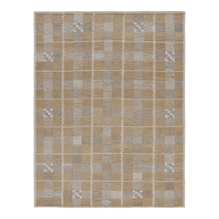 Rug & Kilim’s Scandinavian Style Rug with Brown and Gray Geometric Pattern - 5x8 For Sale