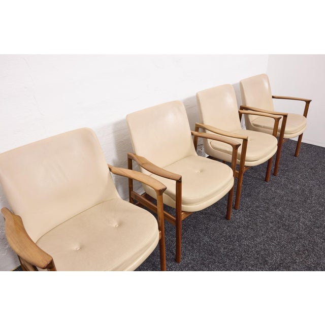 Mid-Century Conference Armchairs in Walnut and Vinyl Leather by Ib Kofod-Larsen, 1963, Set of 8 For Sale - Image 12 of 18