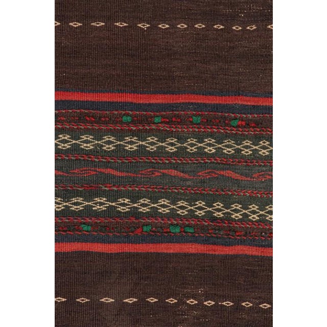 Traditional Vintage Persian Twin Kilim Runners in Aubergine With Red Stripes - Rug & Kilim For Sale - Image 3 of 7