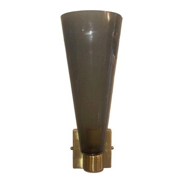 Italian Set of Four Gray Murano Glass Impero Sconces, Italy, 1980's. For Sale - Image 3 of 8