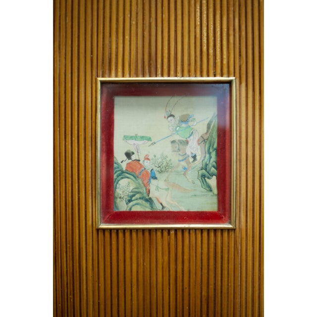 Beige Bamboo Wardrobe Cabinet with Illustrations, Italy, 1950 For Sale - Image 8 of 15