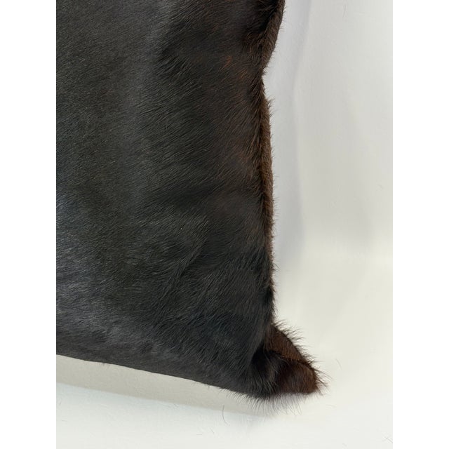 Brown Reversible 18” X 18” Premium Brazilian Watusi Cowhide Pillow Cover – Sculptural Spine Composition - Handcrafted by Pablo Sota Designs. For Sale - Image 8 of 10