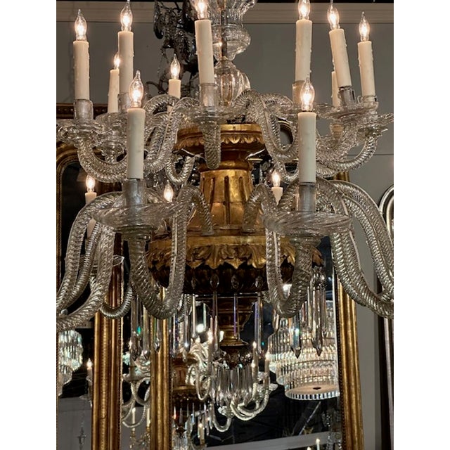 Traditional 19th Century Venetian Twist Glass Arm and Giltwood Chandelier For Sale - Image 3 of 14