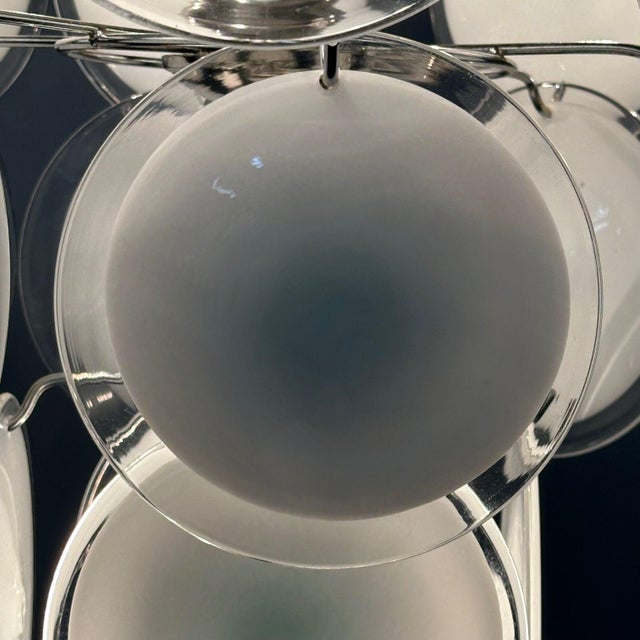 Mid-Century Modern, White Pendant Light, Murano Glass, Chrome, 1960s For Sale In New York - Image 6 of 6