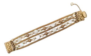 Vintage 1960s Signed Napier 5-Strand Mother-of-Pearl Beaded Bracelet