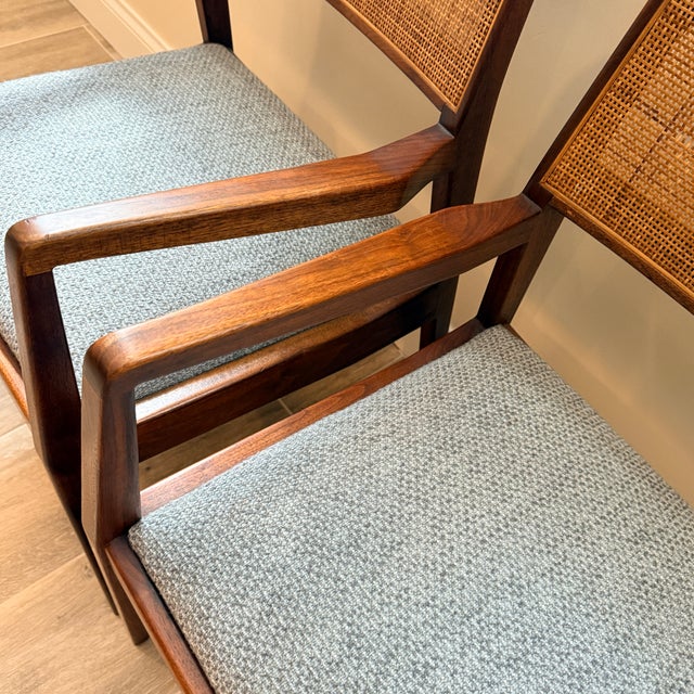 Wood Pair Mid Century Walnut C140 “Playboy Chairs” by Jens Risom For Sale - Image 7 of 12