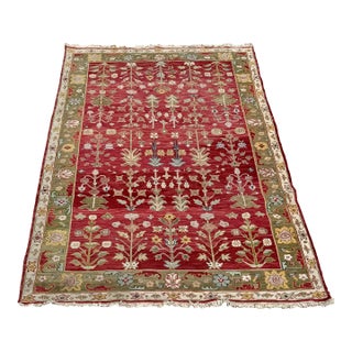 Hand Made Soumak Persian Wool Rug W Crewel Pile For Sale
