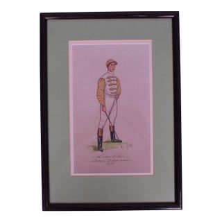Danny Maher Jockey Derby & St. Leger Winner 1903 Watercolour by Astor For Sale