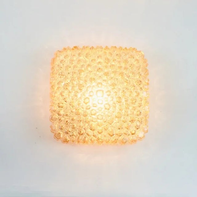 1970s Mid Century Amber Bubble Glass Flush Mount/Ceiling Light or Wall Light/Sconce by Helena Tynell for Limburg, Germany, 1970s For Sale - Image 5 of 11