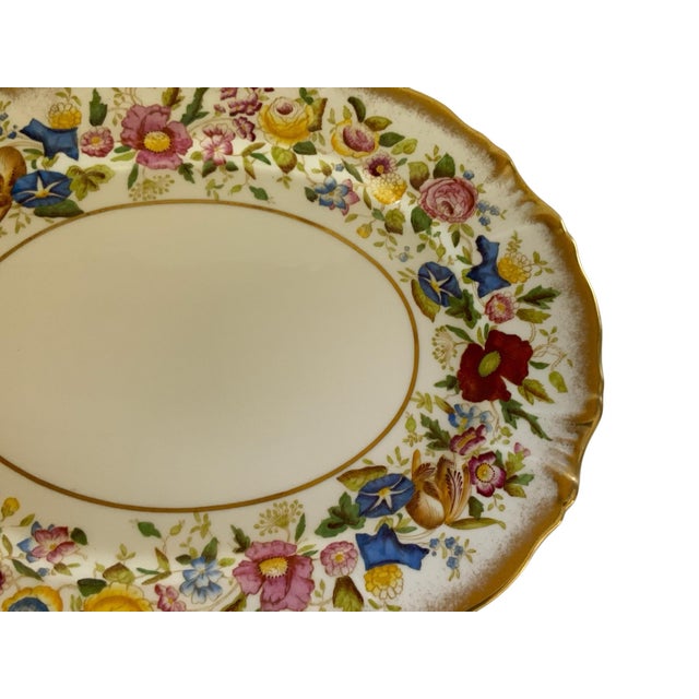 Vintage Hammersley "Queen Anne" Bone China 13.5" Oval Serving Platter Made in England 1940s-1950s For Sale In Palm Springs - Image 6 of 7
