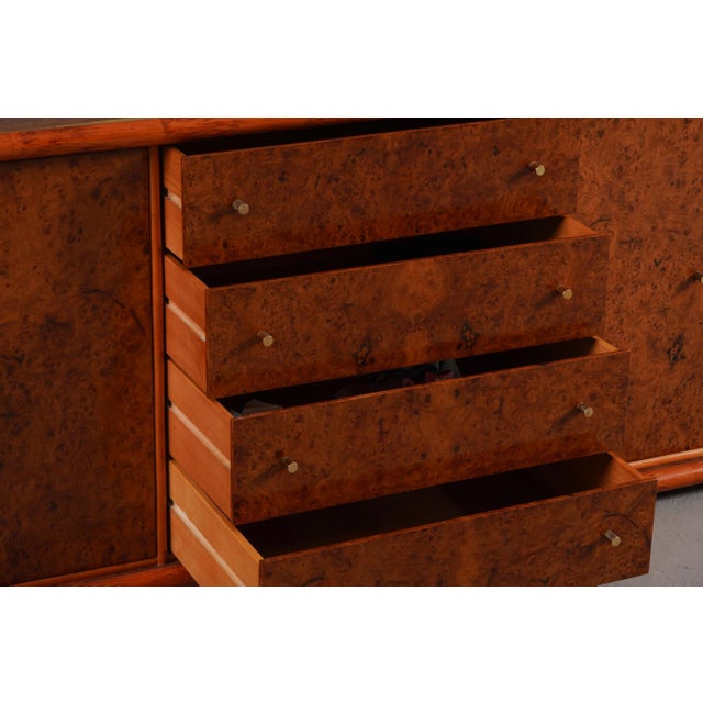Metal Vintage Italian Sideboard in Burl Elm by Alberto Smania for Studio Smania Interni, Italy, 1960s For Sale - Image 7 of 11