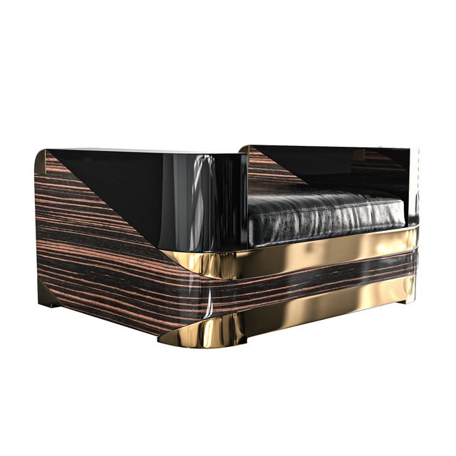 "Semiretta" Ottoman with Bronze, Polished Ebony, Stainless Steel Bizimyer Furniture. Unmatched. Unrivalled. Designed by...