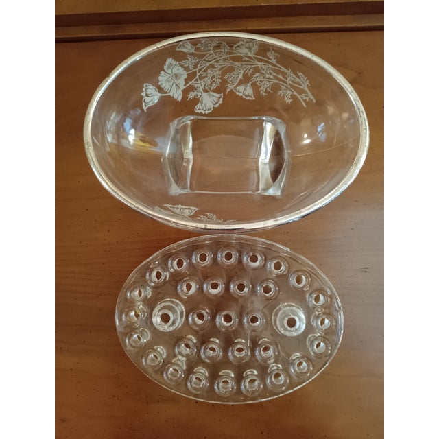 Vintage Martinsville Viking #1048 Flowerlite Oval Clear "Flanders" Flower Frog For Sale In Saint Louis - Image 6 of 7