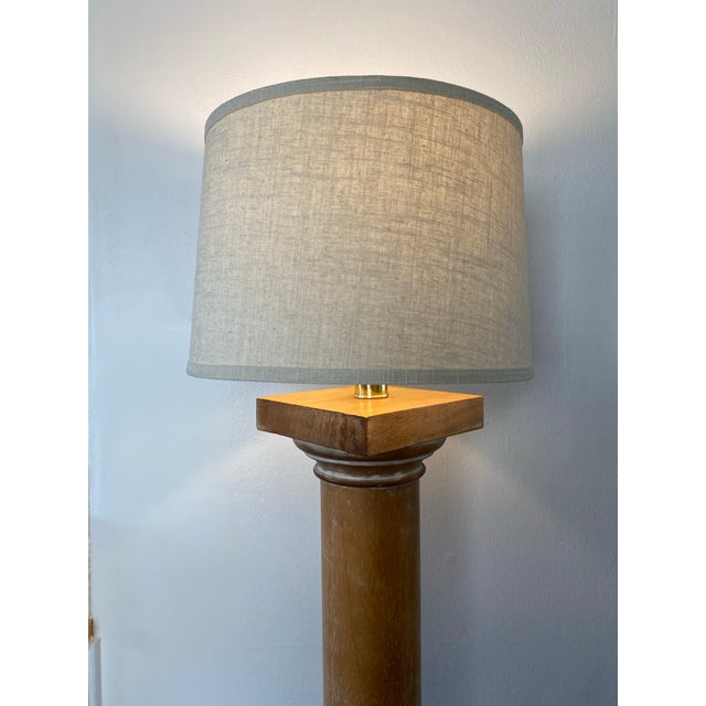 Late 20th Century Vintage Italian Wood Architectural Column Floor Lamp With Brass Finial For Sale - Image 5 of 11