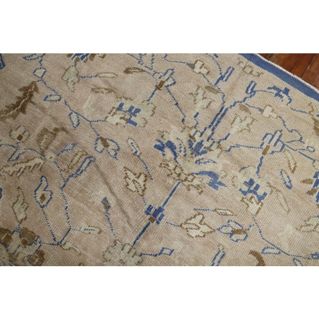 Beige Royal Blue Beige Vintage Turkish Room Size Rug - 8'1" x 10'9" For Sale - Image 8 of 13
