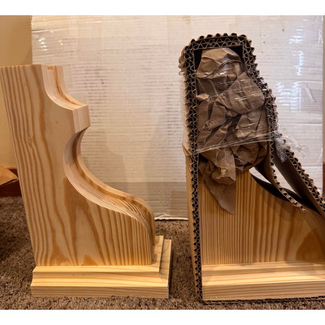 Modern Pair of Decorative Unfinished Wood Corbel Brackets; Modern Colonial Style. Nib For Sale - Image 3 of 12