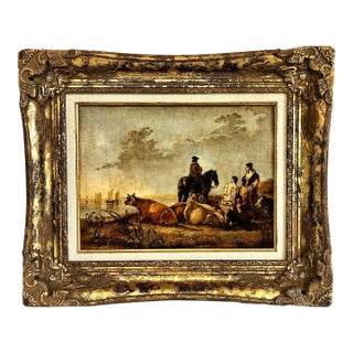 Dutch Landscape With Peasants and Cattle, After Aelbert Cuyp For Sale