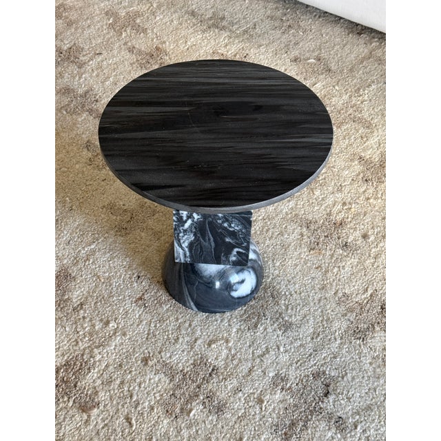 2020s Lulu and Georgia "Elton" Sculptural Ebony Marble Side Table - Stacked Geometric For Sale - Image 5 of 9
