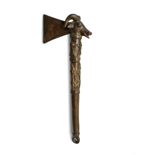 Vintage bronze Volta medicine tool from Ghana featuring antelope, frog, and crocodile figures. Beautiful intricate hand...