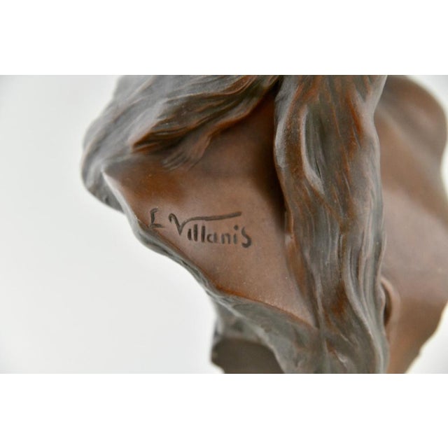 Emmanuel Villanis, Art Nouveau Diane Bust, 1900, Metal For Sale - Image 9 of 10