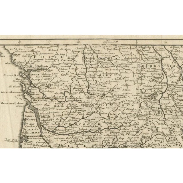 France Map 1757 – Southern Provinces by Isaak Tirion in Dutch Engraving This original copperplate engraving published in...