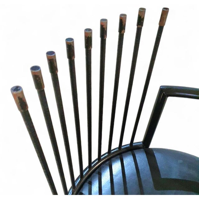 Avant-garde chair / leather seat / back rest long springs / Italy 1980s Height 81 Width 53 Depth 46 Seat height 46 cm