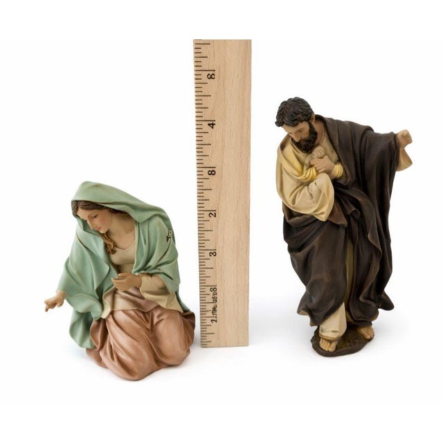 2000 - 2009 Vintage Baroque-Style Holy Family Nativity Figures Set Resin Hand-Painted 2000s For Sale - Image 5 of 5