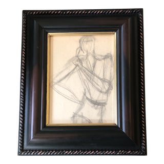 Original Vintage Abstract Figure Study Drawing Framed 1970’s For Sale