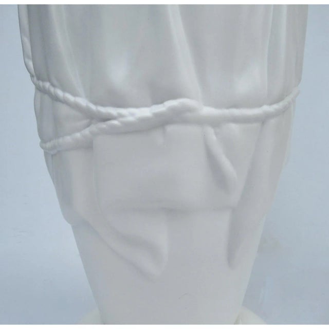 White C.1970's Cinched & Rope Tied, Wet Drapery - a La "Christo-Style Wrapped" White Poder-Coated Plaster Satin Lamp by Frederick Cooper For Sale - Image 8 of 13
