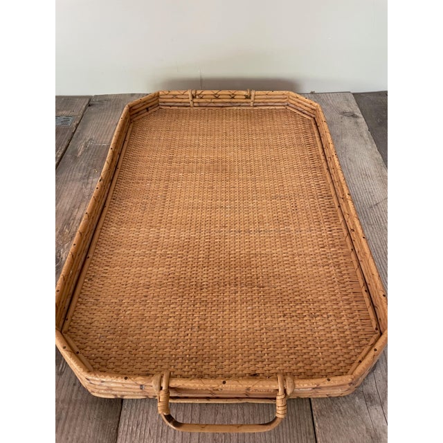 Mid-Century Modern Cane and Bamboo Tray, 1950s For Sale - Image 3 of 8