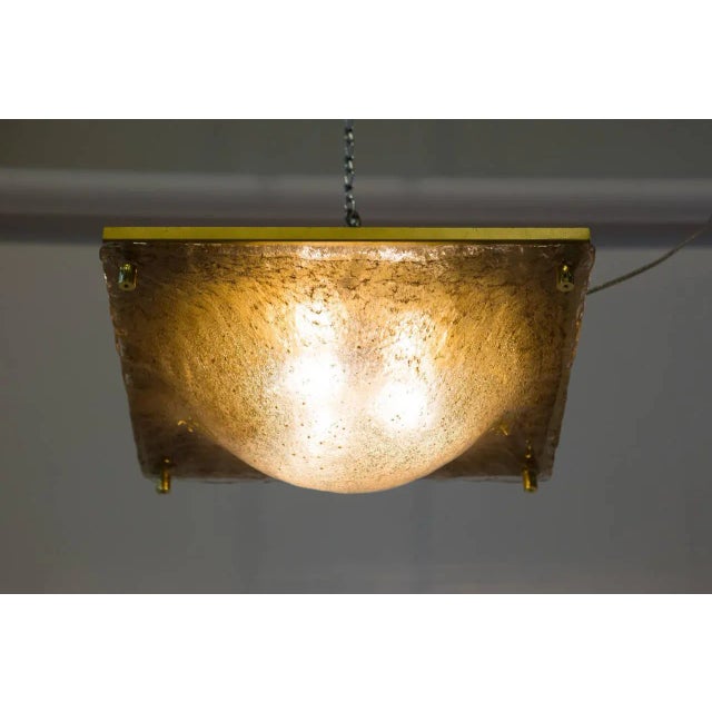 Metal Square Flush Mount Glass Fixture For Sale - Image 7 of 10