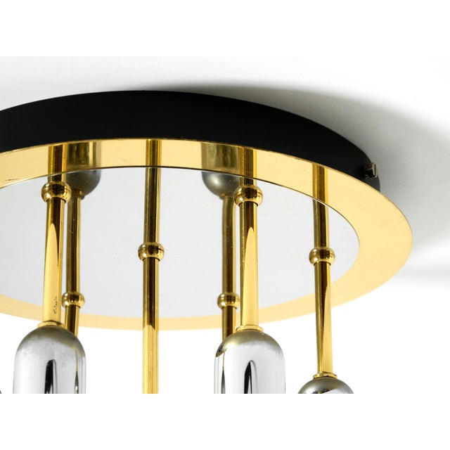 Postmodern Ceiling Lamp in Brass and Chrome from H. Schmidt Leuchtenfabrik, 1980s For Sale - Image 9 of 14