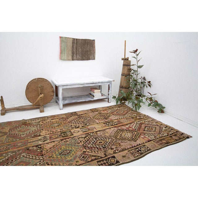 Vintage Turkish Wool Kars Kilim Rug For Sale In Los Angeles - Image 6 of 7
