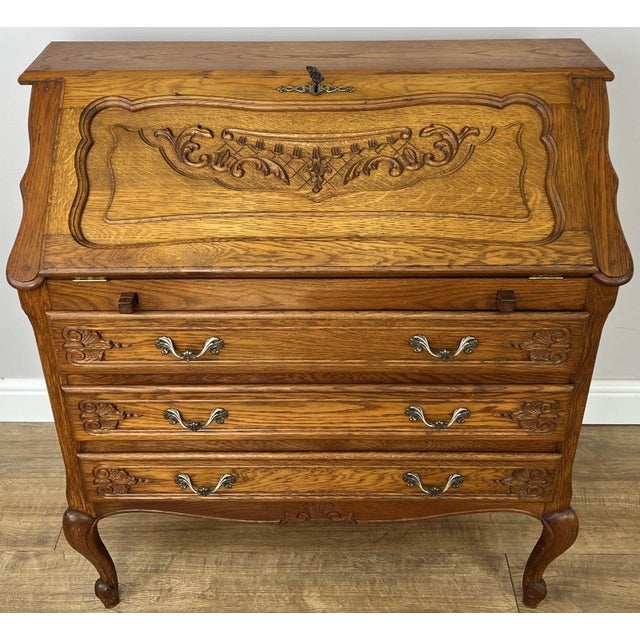 Vintage French Style Secretaire in Oak For Sale - Image 18 of 18