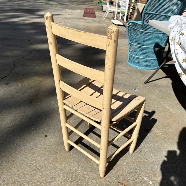 1970s Cream Wooden Slat Side Chair For Sale In Atlanta - Image 6 of 7