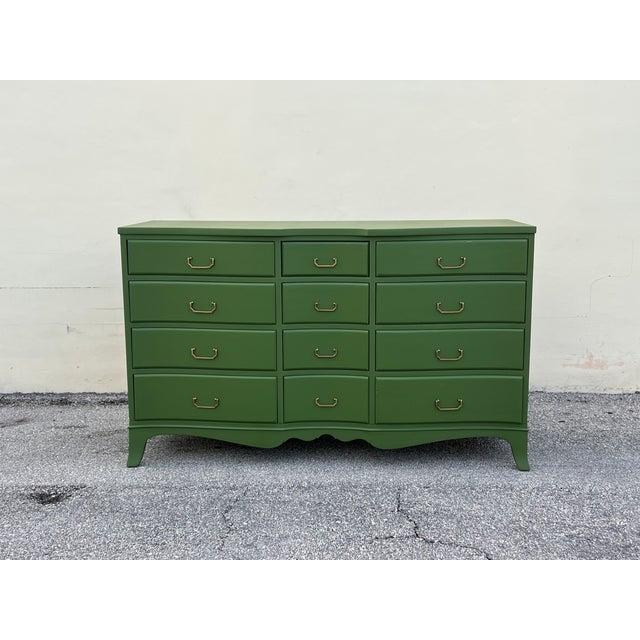 Wood Late 20th Century Green Dresser of Twelve Drawers For Sale - Image 7 of 14