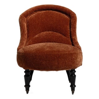 19th Century France Napoleon III Burnt Orange Wood Armchair For Sale