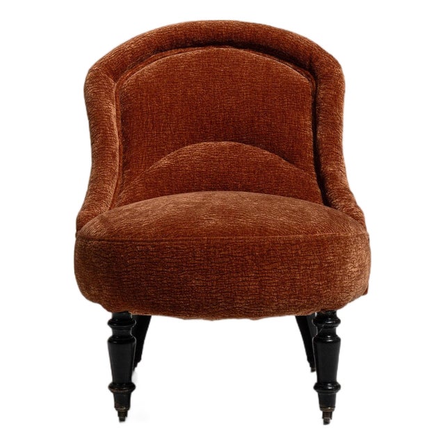 19th Century France Napoleon III Burnt Orange Wood Armchair For Sale