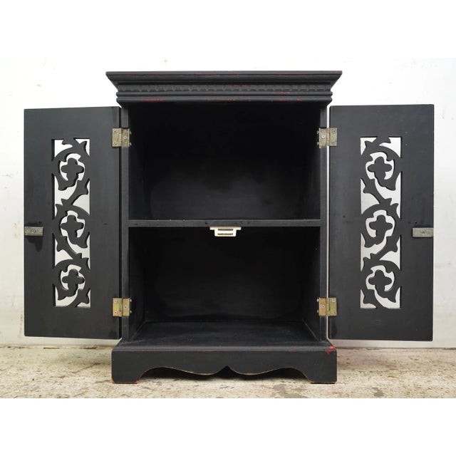 Late 20th Century Vintage Black Wood 2 Door Storage Cabinet For Sale - Image 5 of 10