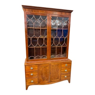 Antique Georgian Period Mahogany Glass Front Bookcase For Sale