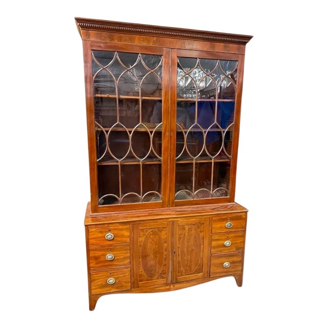 Antique Georgian Period Mahogany Glass Front Bookcase For Sale