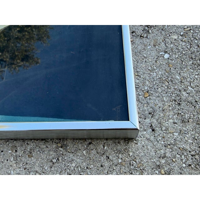 Vintage Mid-Century Japanese Scenic Silk Paintings in Steel Frames, Pair For Sale - Image 11 of 12