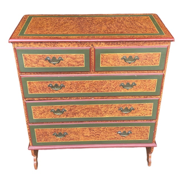 19th C. American Artisan Painted Mule Chest of Drawers For Sale