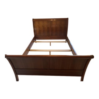 Stickley Solid Cherry Queen Size Panel Sleigh Bed For Sale