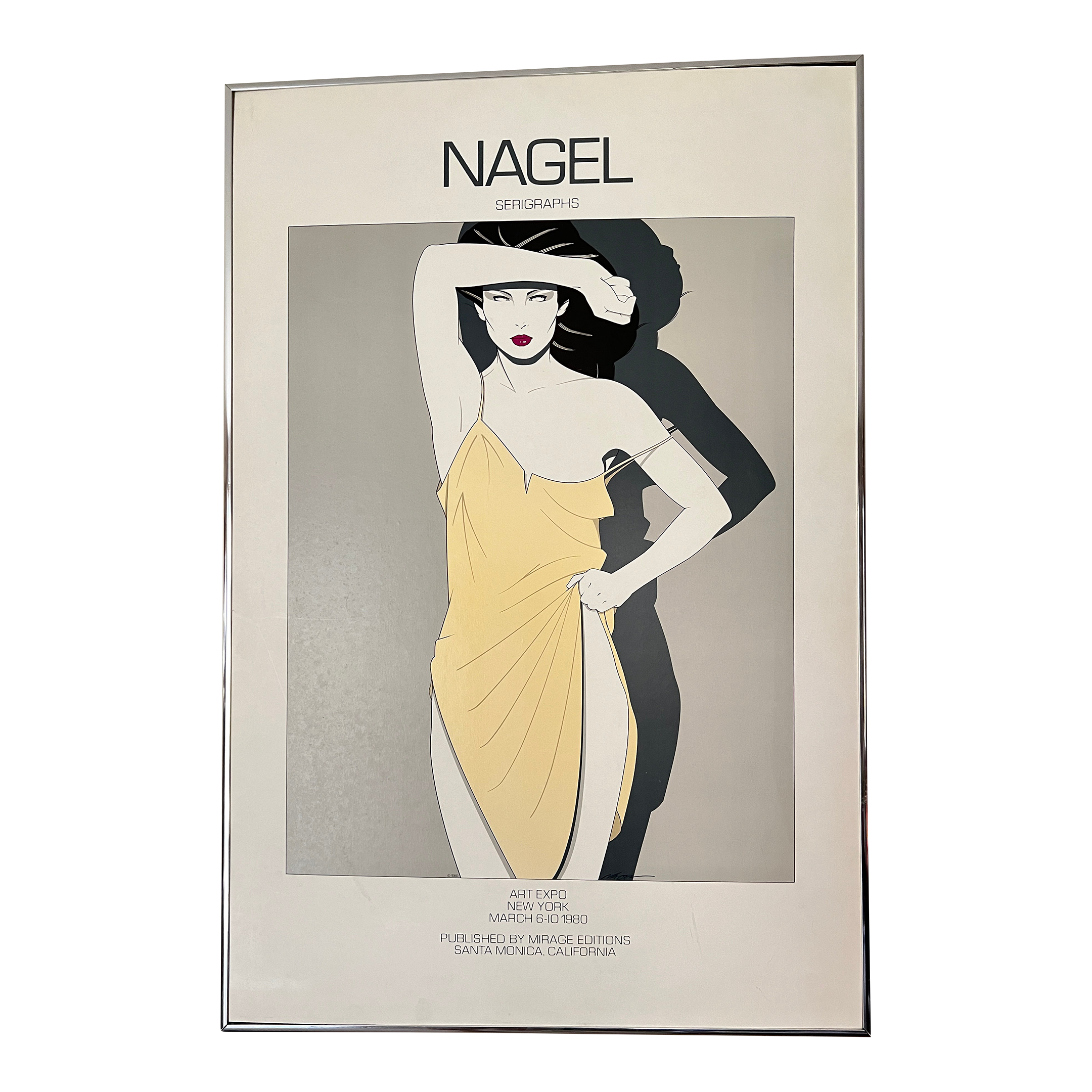 1980 Patrick Nagel Framed Serigraph Yellow Dress by Mirage